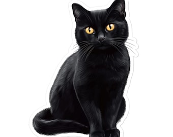 Schwarze Katze Aufkleber für Laptops, Wasserflaschen, Halloween, Geschenke und mehr