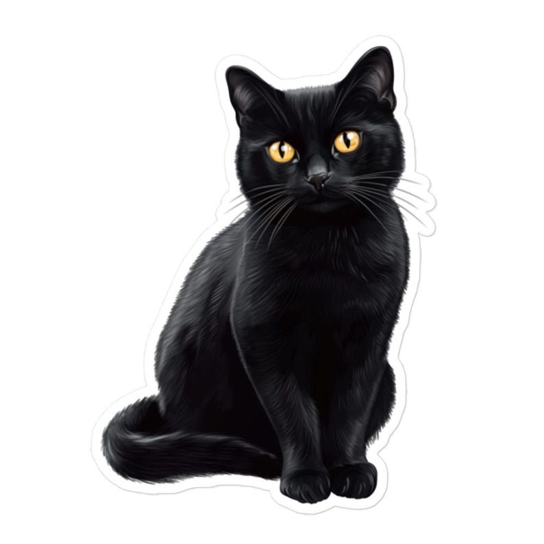 Black Cat Vinyl Sticker – Feline Decal for Laptops, Water Bottles ...