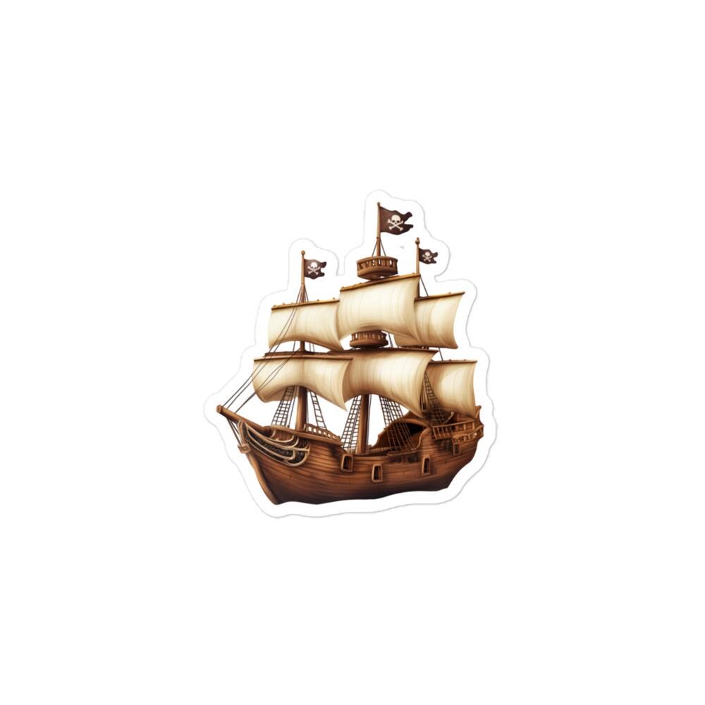 Pirate Ship Vinyl Sticker – Sailing Ship With Jolly Roger Flag Decal ...