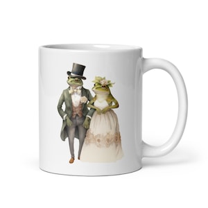 Caneca de café de casal de sapos vitorianos - xícara de chá de animais fofos para decoração de cozinha caprichosa