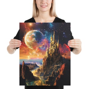 Mystical Space Castle Fantasy Art Poster - Sci Fi Wall Art for Home ...