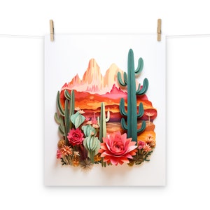 Wüstenlandschaft Paper Art Poster