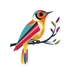 Sticker oiseau en vinyle vibrant B - Sticker oiseau chanteur coloré, parfait pour les amoureux de la nature, durable pour les ordinateurs portables, les bouteilles d&#39;eau et les journaux
