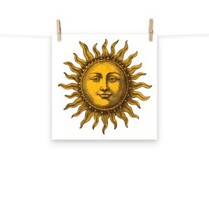 Vintage Sun With A Face Poster - Celestial Wall Art for Whimsical Home ...