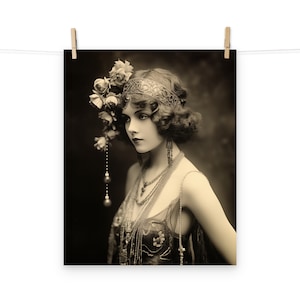 Vintage Glamour Old Hollywood Showgirl Portrait Poster