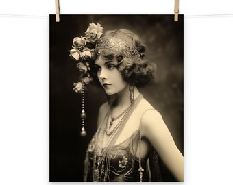 Vintage Glamour Old Hollywood Showgirl Portrait Poster