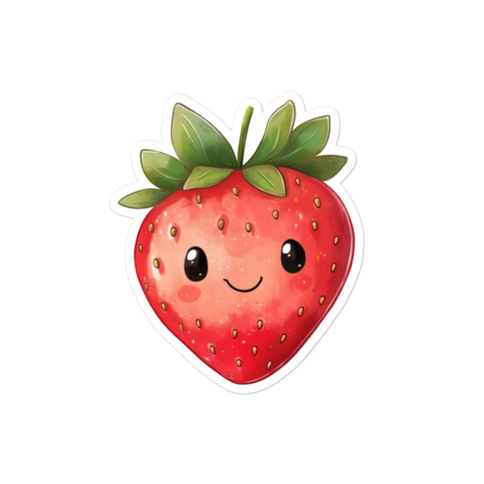 Cute Strawberry Vinyl Sticker – Kawaii Fruit Decal for Laptops, Water ...