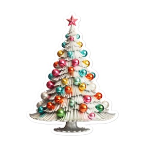 Pastel Vintage Christmas Tree Vinyl Sticker