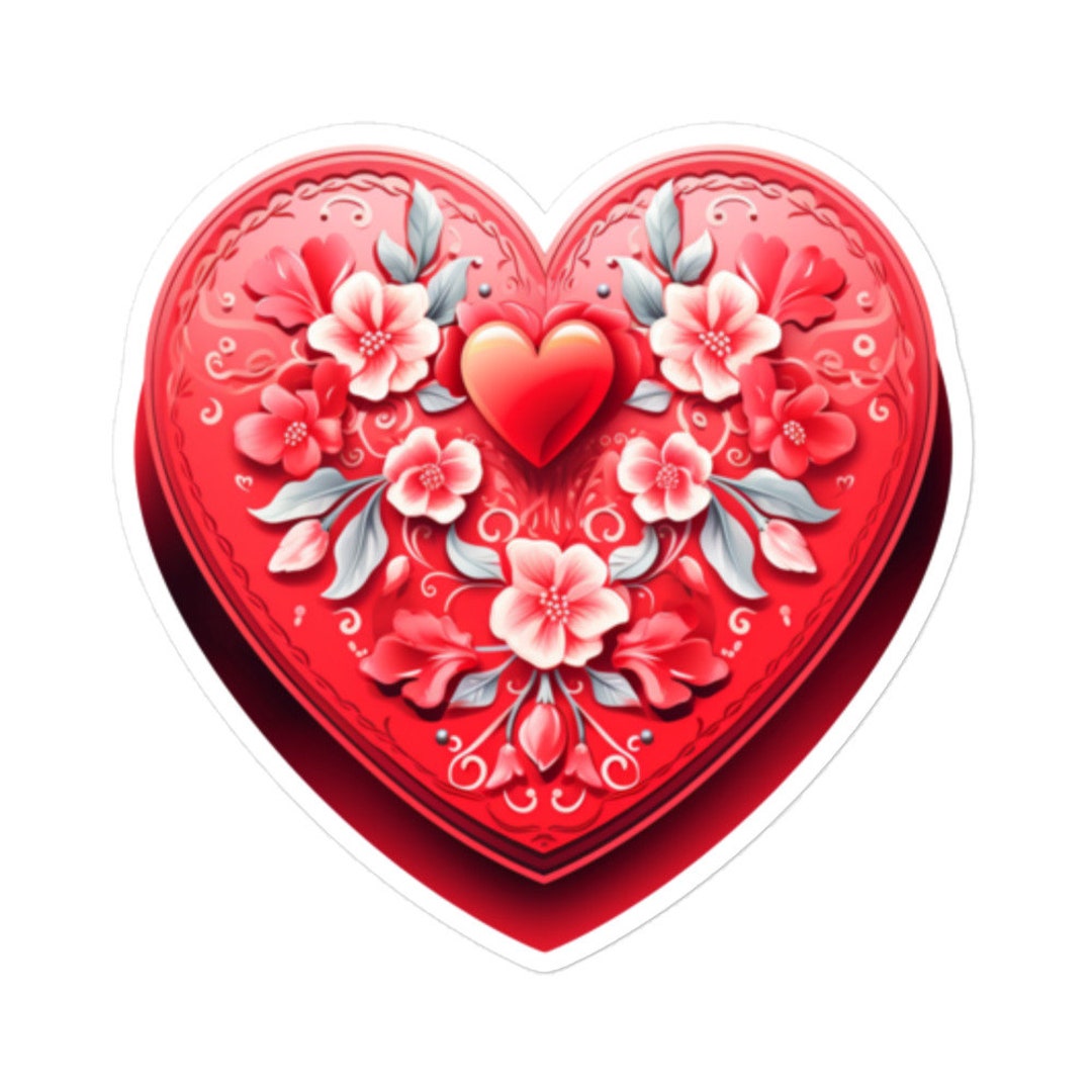 Vintage Heart Valentine's Day Vinyl Sticker - Etsy