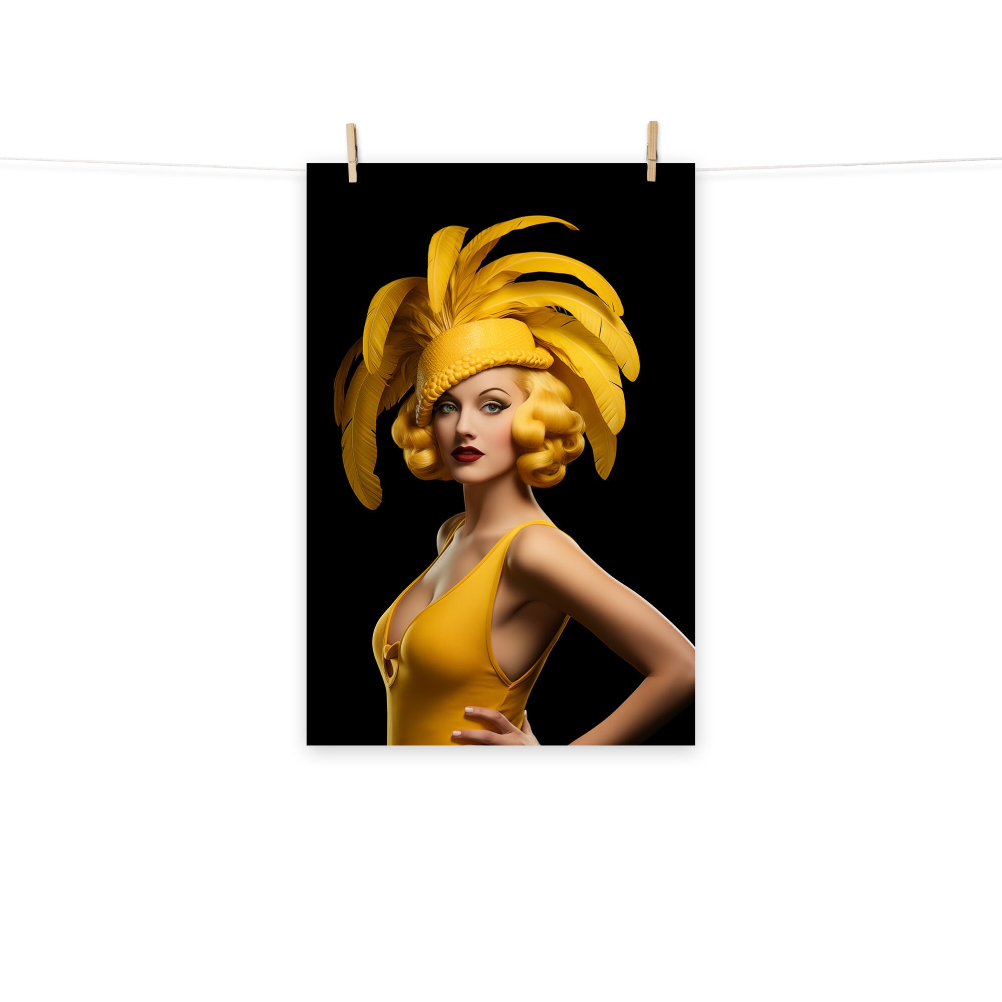 Bright Yellow Fashion Model Poster - Etsy