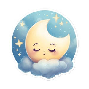 Cute Moon Stars and Clouds Vinyl Sticker