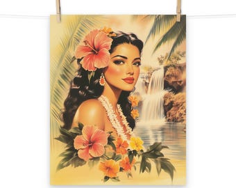 Vintage Beauty Tropical Paradise Poster – Retro Island Art Print for Beach Home Decor
