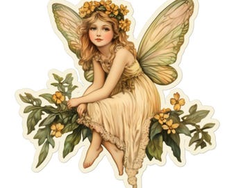 Vintage Fairy Fantasy Sticker – Whimsical Cottagecore Aesthetic Vinyl Decal for Laptops, Water Bottles, Gifts and More