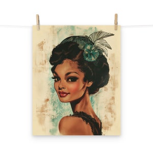Poster artistico con ritratto glamour vintage - Arte murale retrò per l'arredamento della casa