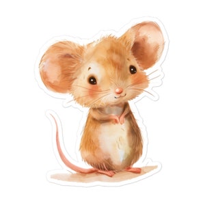 Adorable Whiskered Mouse Sticker - Cute Rodent Decal for Laptops, Journals, and Water Bottles