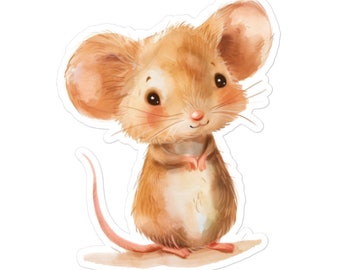Adorable Whiskered Mouse Sticker - Cute Rodent Decal for Laptops, Journals, and Water Bottles