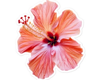 Vibrant Hibiscus Flower Vinyl Sticker – Tropical Floral Decal for Laptops, Water Bottles, and Scrapbooks