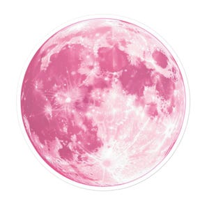 Sticker lune rose en vinyle - Sticker lunaire céleste pour ordinateurs portables, albums de coupures, bouteilles d'eau, journaux, cadeaux et plus