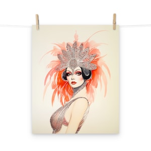 Poster artistico "Glamorous Diva" - Poster da parete drag con showgirl di cabaret ispirato al vintage