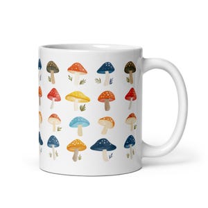 Whimsical Mushroom Pattern Mug – Colorful Nature-Inspired Ceramic Coffee Cup