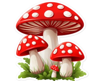 Cute Red and White Mushroom Vinyl Sticker