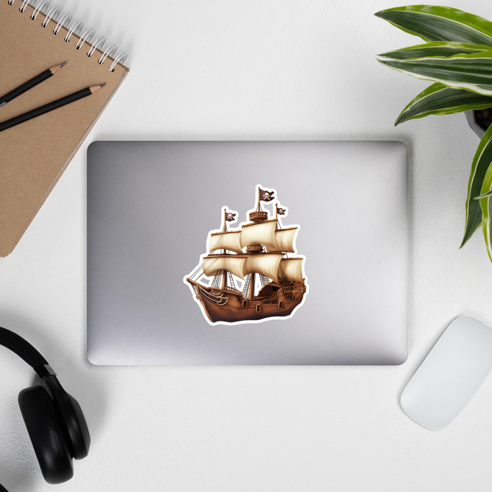 Pirate Ship Vinyl Sticker – Sailing Ship With Jolly Roger Flag Decal ...