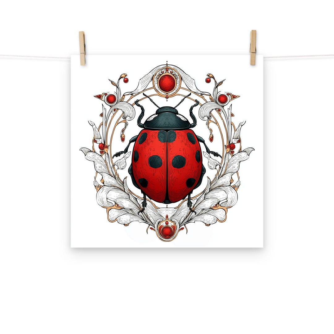 Ladybug Art Nouveau Poster – Retro Insect Wall Art, Vintage Style Print ...