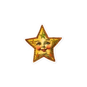Vintage Star Sticker With Face - Retro Celestial Decor - Cute Star ...