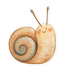 Joli autocollant en vinyle escargot souriant - Décalcomanie fantaisiste de la forêt pour ordinateurs portables, bouteilles d'eau, cadeaux et plus