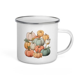 Pastel Pumpkins Fall Halloween Enamel Mug