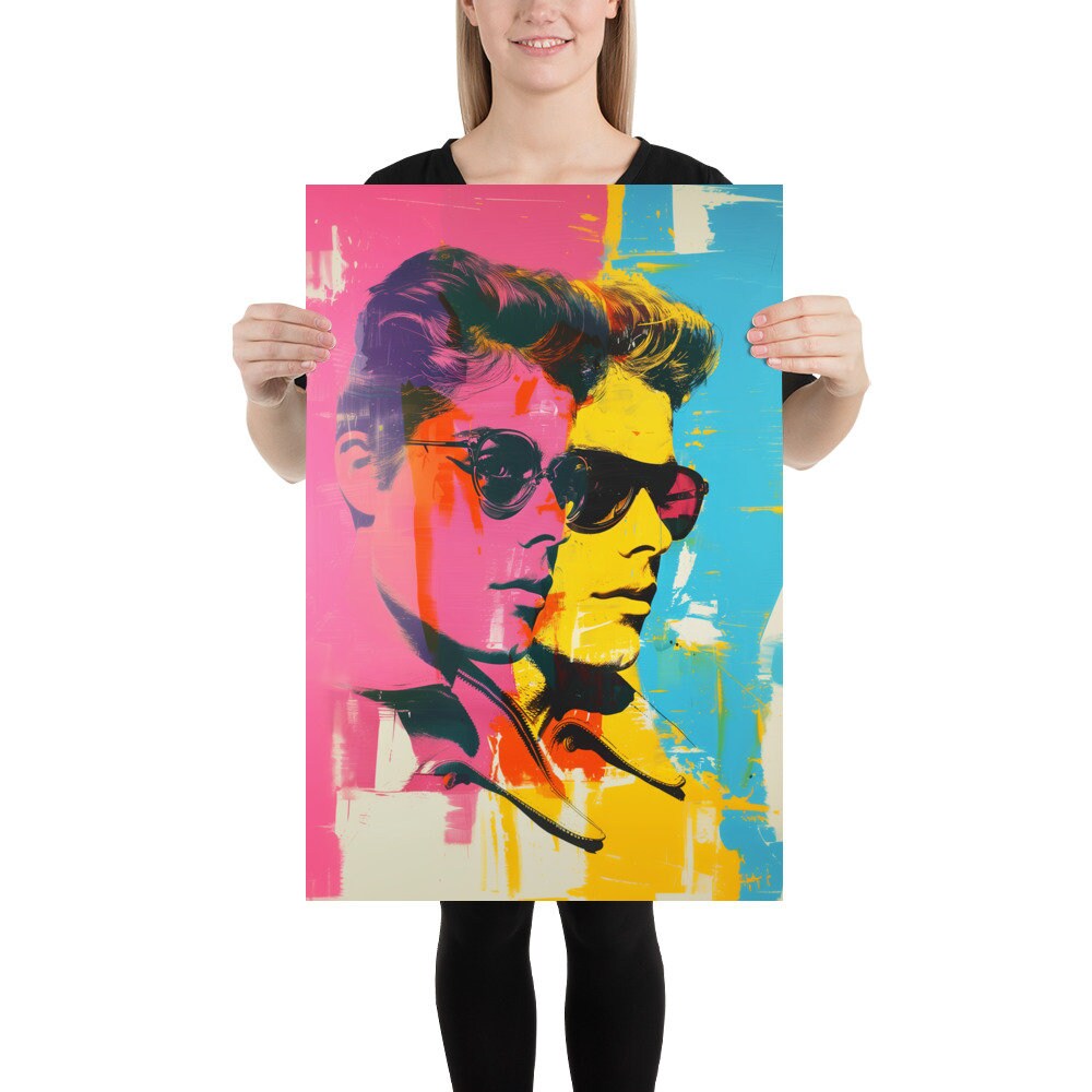 Cool 1980s Sunglasses Guys Pop Art Poster - Colorful Fun Art Print