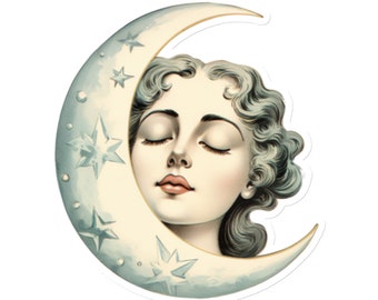 Celestial Crescent Moon Goddess Vinyl Magnet - Lunar Lady Magnet for Home and Kitchen Decor