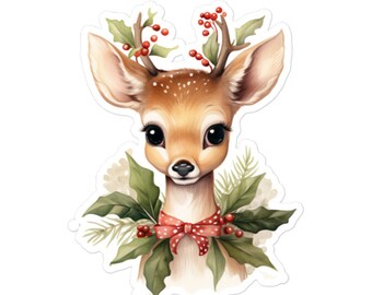 Cute Christmas Reindeer Vinyl Sticker
