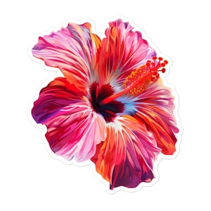Beautiful Hibiscus Flower Vinyl Sticker – Tropical Floral Decal for Laptops, Water Bottles, and Scrapbooks