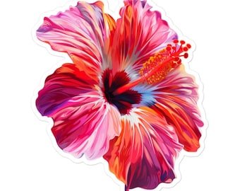 Beautiful Hibiscus Flower Vinyl Sticker – Tropical Floral Decal for Laptops, Water Bottles, and Scrapbooks