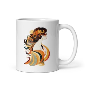 Art Nouveau Lady White Coffee Mug