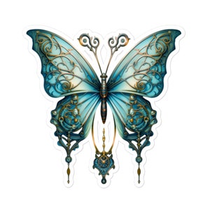 Pegatina de vinilo con mariposas con joyas de estilo Art Nouveau