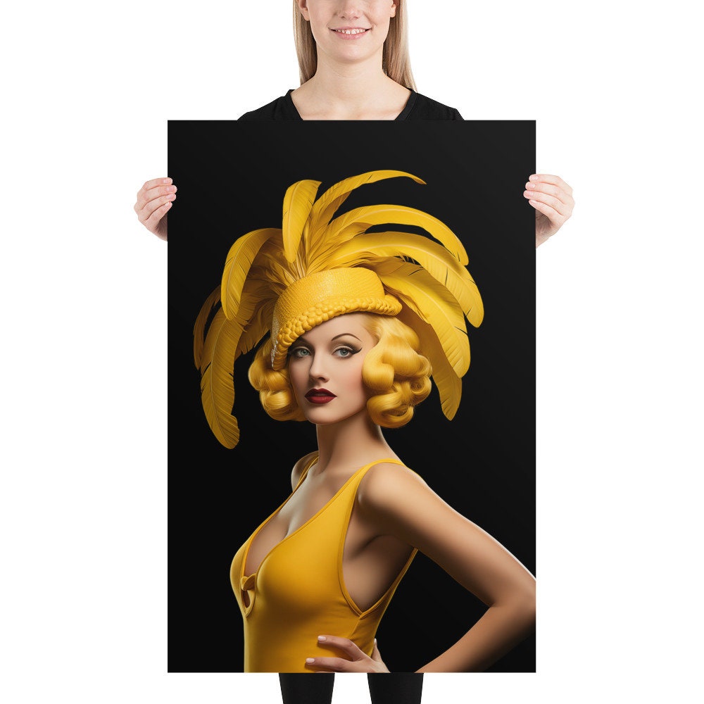 Yellow Models Pic Bright Yellow Fashion Model Poster - Etsy