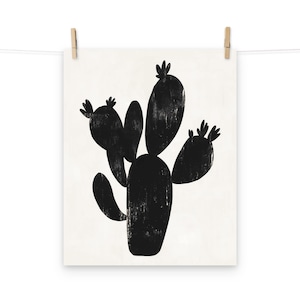 Minimalistisches Poster Schwarzer Kaktus - Moderne Wüste Wand Kunst Druck für Wohnkultur