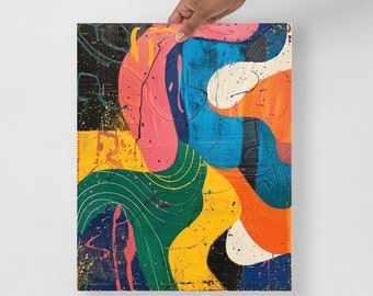カラフルな抽象画のミッドセンチュリーモダン絵画ポスター