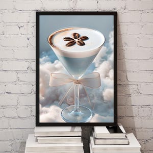 Espresso Martini Art Print, Elegant Martini Glass Wall Art, Dreamy Café Aesthetic, Pastel Espresso Decor, Martini Coffee Artwork