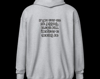 ZIPPED Hoodie Men Women (Backside Print) Heavy Blend | Gift For Him | Fall Hoodie | Comfy Sweatshirt, Trendy Zipped Jogging Sweater