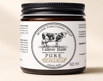 Baume fouetté au suif sans parfum pour le visage et le corps, fabriqué à partir de suif de bœuf 100 % nourri à l'herbe