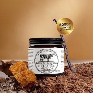 Originele rauwe honing & talg van grasgevoerde koeien | Vanille talgbalsem | Gezichts- en lichaamscrème | Ancestral Skincare