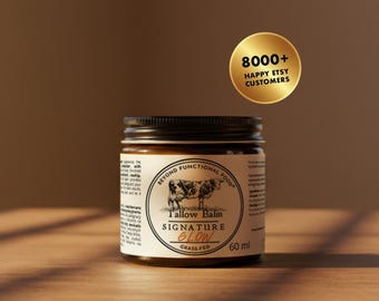 Bálsamo de Sebo Glow, 100% sebo de gado alimentado a pasto, com espinheiro-marinho e rosa mosqueta.