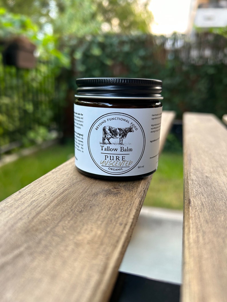 PURE Tallow Balm Unscented, 100% Grass Fed and Organic, natural nourishing and soothing balm for face and body, lightly whipped for texture. image 2