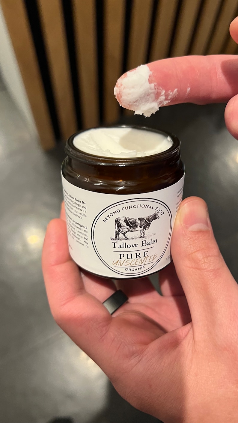 PURE Tallow Balm Unscented, 100% Grass Fed and Organic, natural nourishing and soothing balm for face and body, lightly whipped for texture. image 5