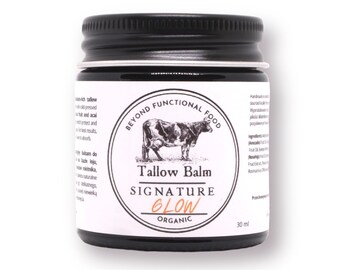 GLOW Tallow Balm, rejuvenating antioxidant face balm, with organic beef tallow and sea buckthorn fruit oil