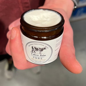 PURE Tallow Balm Unscented, 100% Grass Fed and Organic, natural nourishing and soothing balm for face and body, lightly whipped for texture. image 4