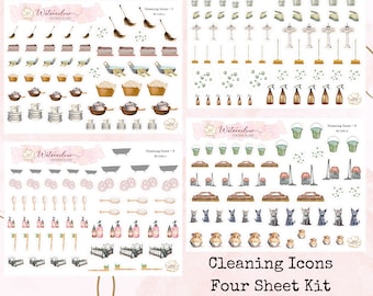 Cleaning Icons * Watercolour Cleaning Icon Stickers * Cleaning Stickers * Deco Stickers * Planner Stickers * Icon Stickers *Journal Stickers